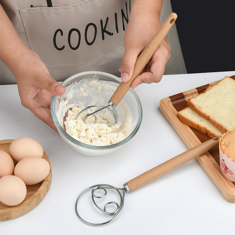 Danish Pancake Pan - 새로운·10인치 스테인레스 스틸 핸드 믹서(나무 손잡이